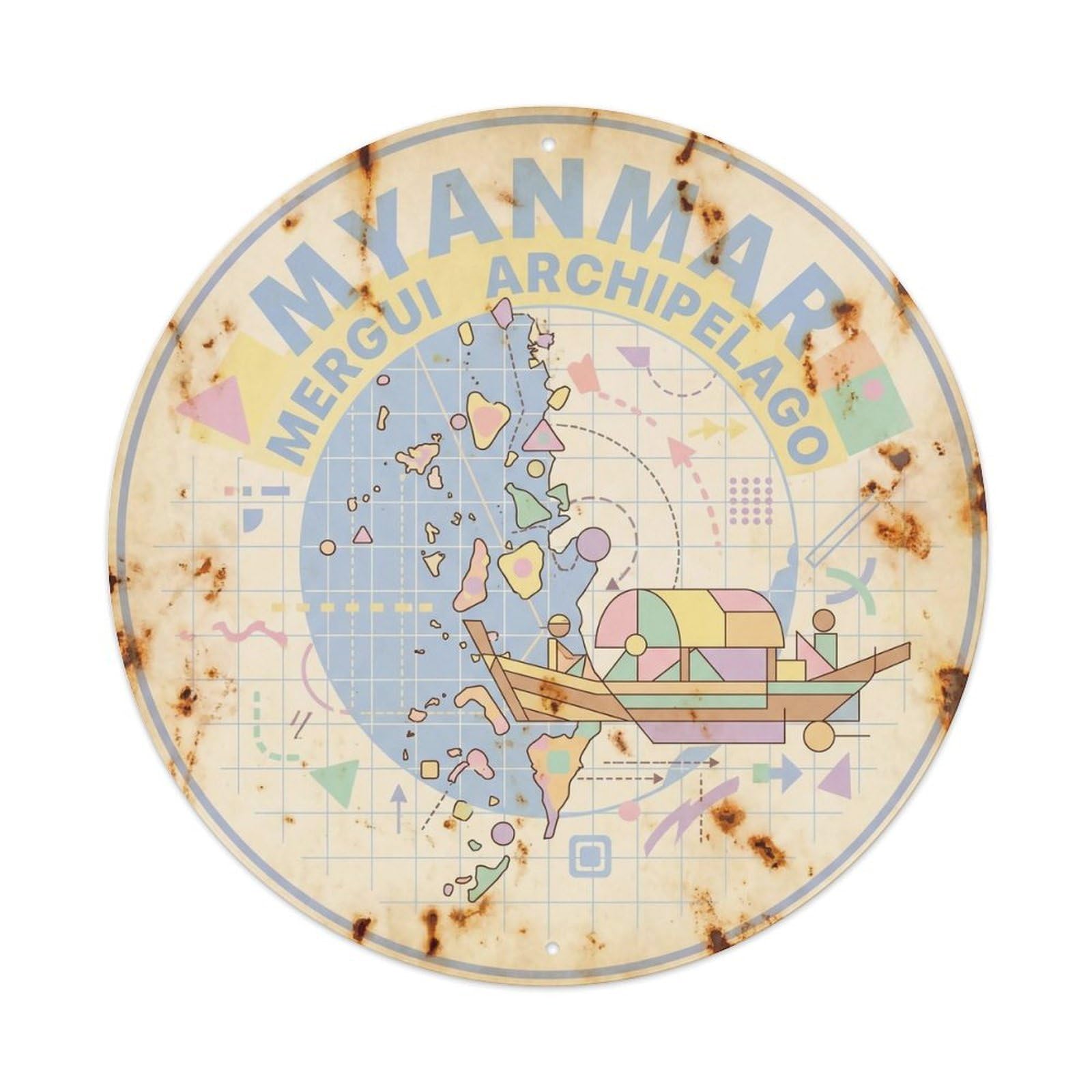 Odgynaw 8X8inch(20X20cm) Myanmar Mergui Islands Ocean Coast Island Resort Metal Tin Sign