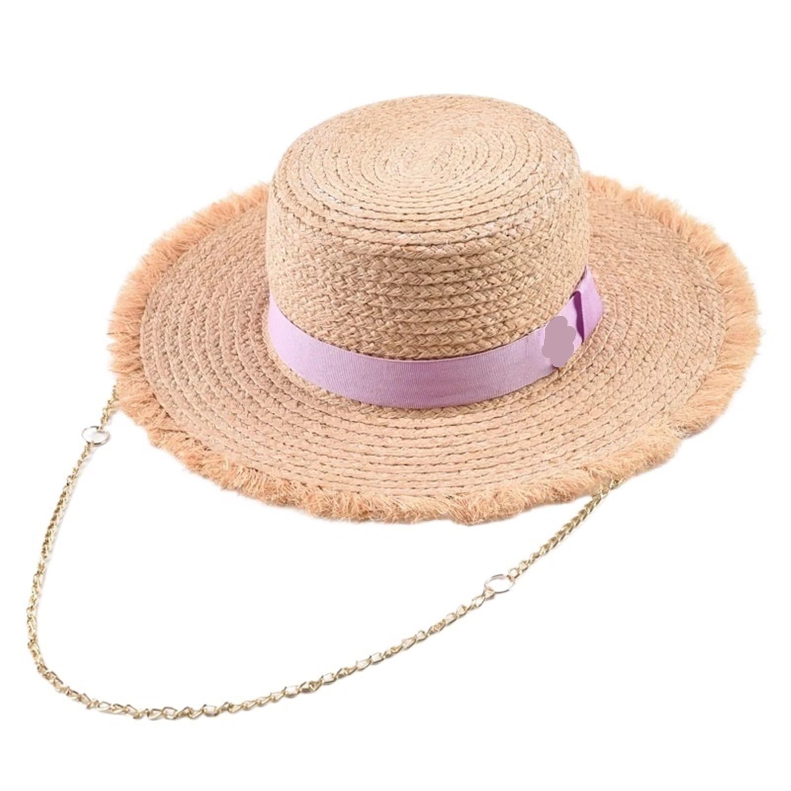 Sombreros de paja de rafia natural para mujer, protección contra el sol al aire libre, vacaciones, playa