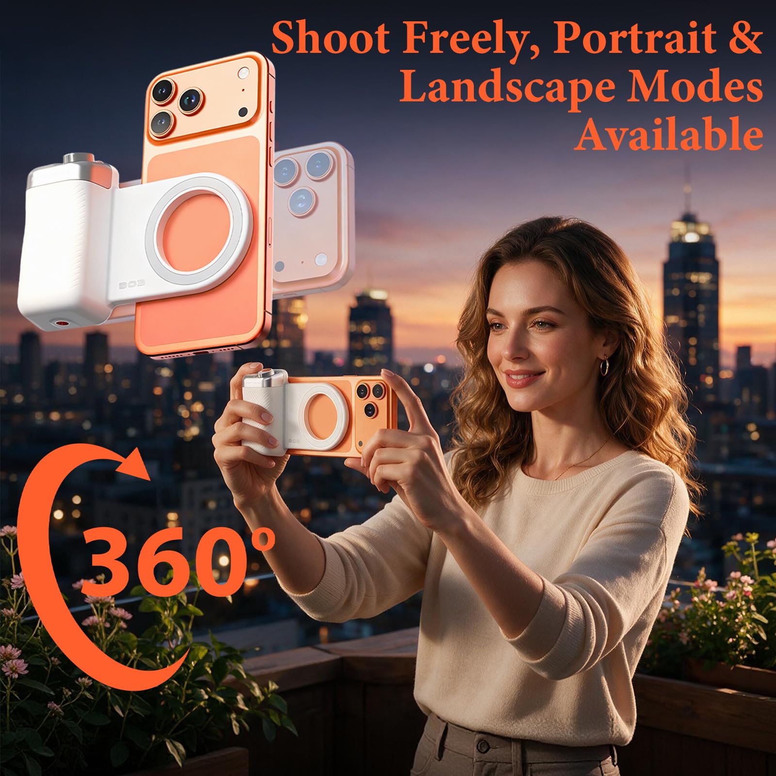 Poignée pour Smartphone, Support de Smartphone avec Lumiere à Selfie