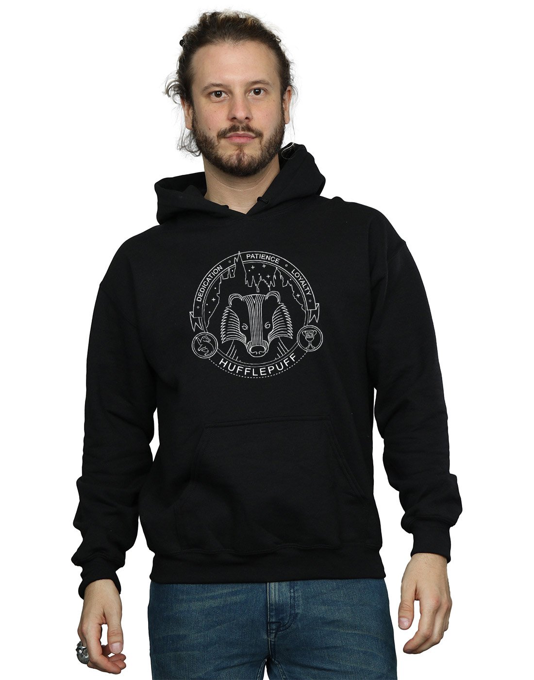 Harry Potter Men's Hufflepuff Seal Hoodie Black Medium