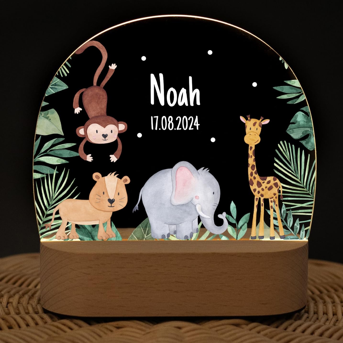 wunderwunsch - Personalisiertes Nachtlicht für Babys - Individuelle Nachttischlampe für Kinder - Personalisierte Geschenke Kinder - Babygeschenk - Geschenk zur Geburt