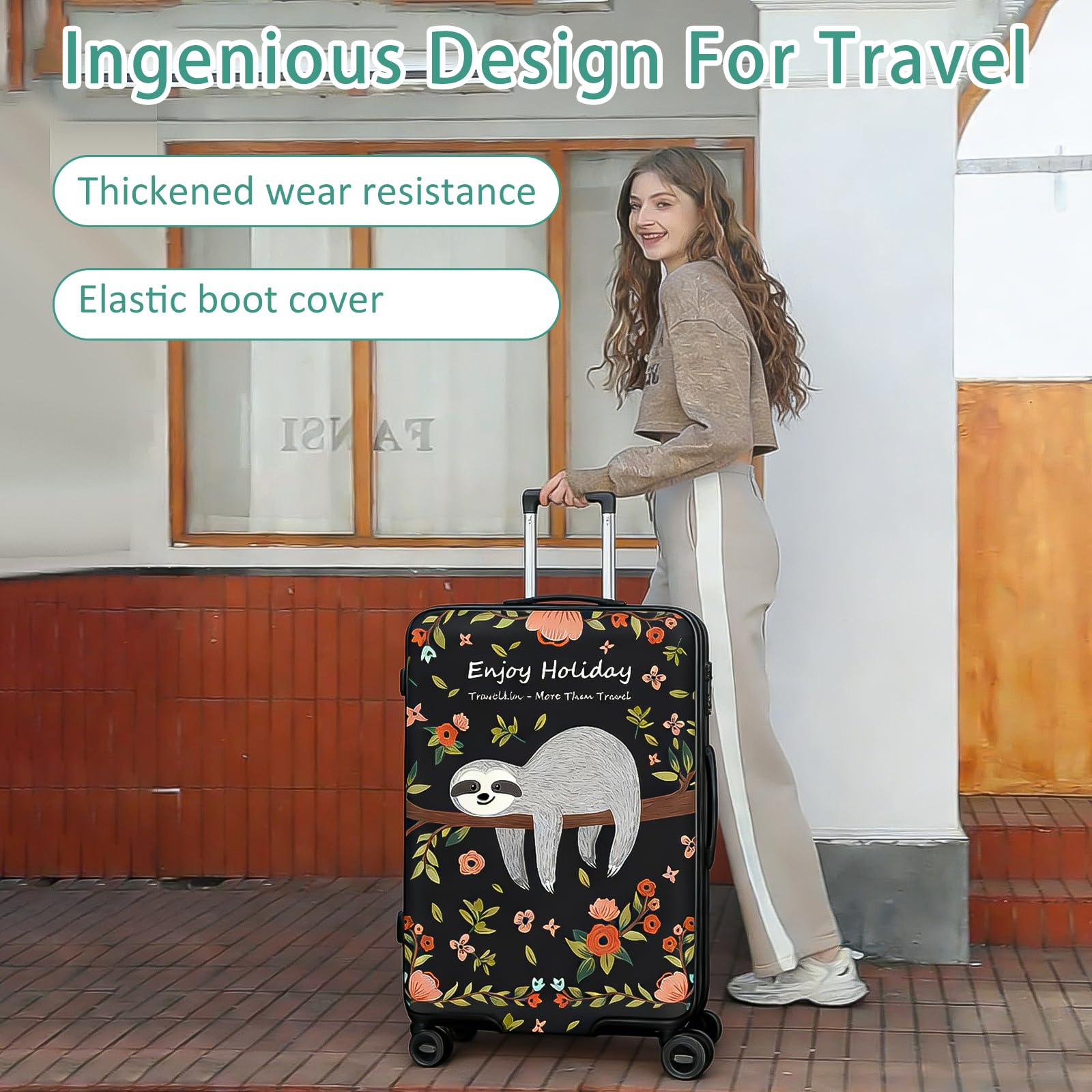 Housse de protection pour valise, élastique, housse de valise de voyage, Paresseux., S(18-21 Zoll), Classique