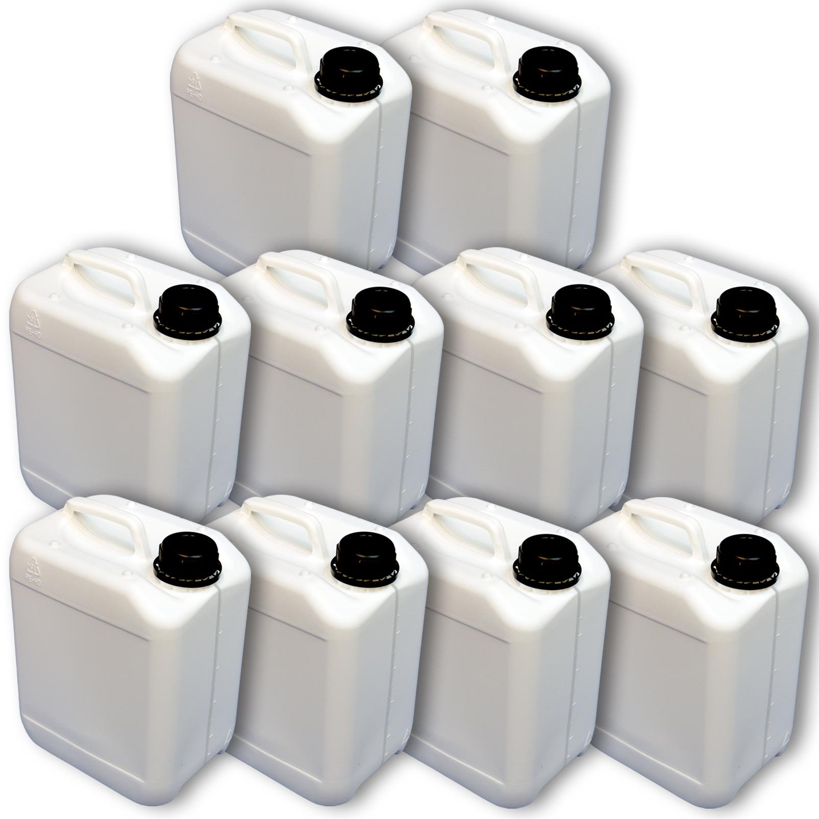 Lot de 10 bidons – Jerrican 5 L, Blanc, ouverture DIN 45, HDPE alimentaire (10x22024)