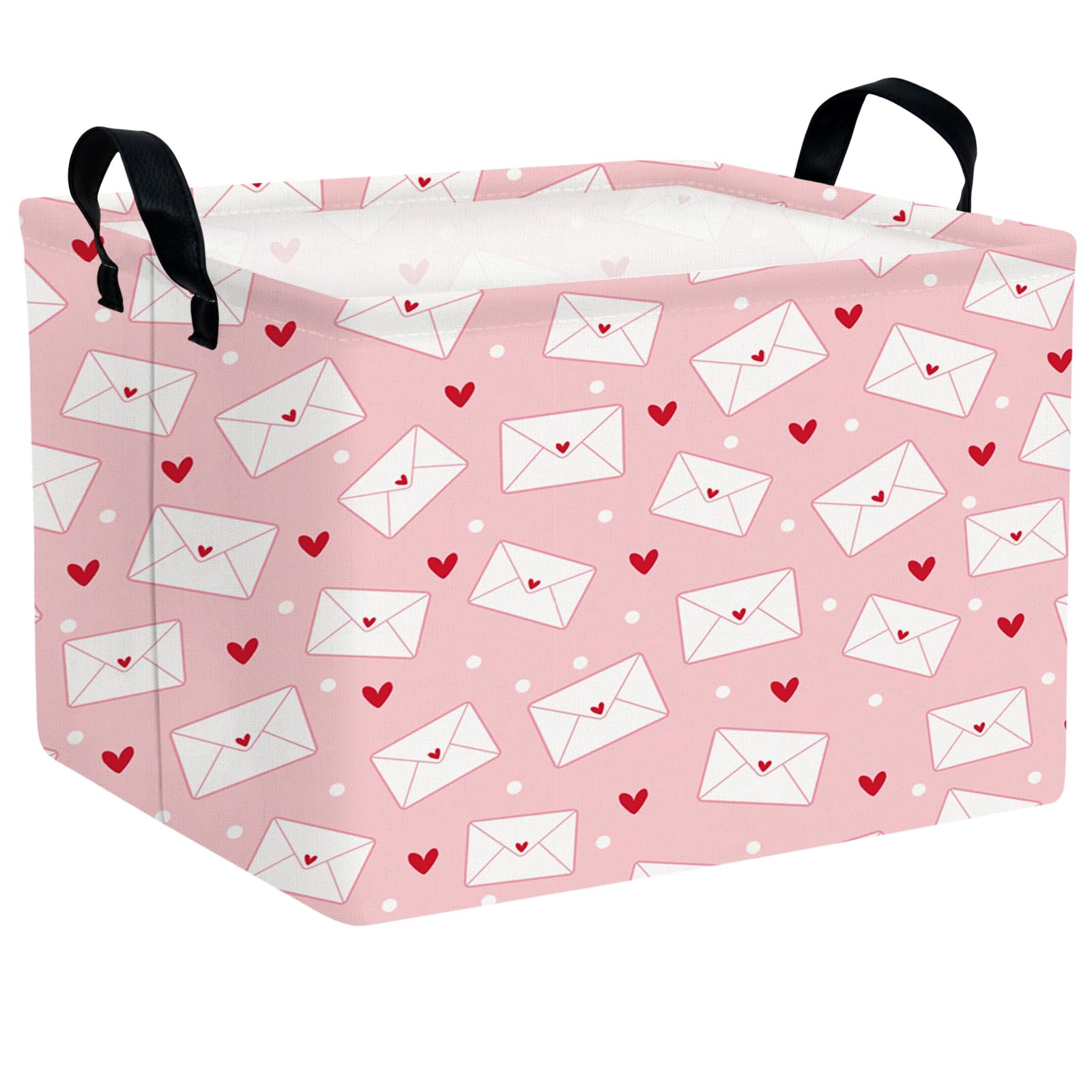 Valentine's Day Basket Gift for Empty Cute Heart Large Storage Bin for Kid and Baby Room Décor (Pink Envelope Love)
