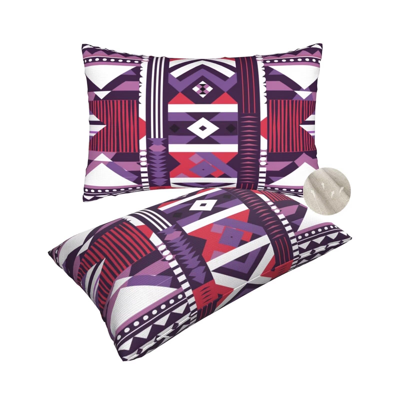 Taie oreiller rectangulaire 60x90 cm style Afrique et Inde pour grand coussin canapé