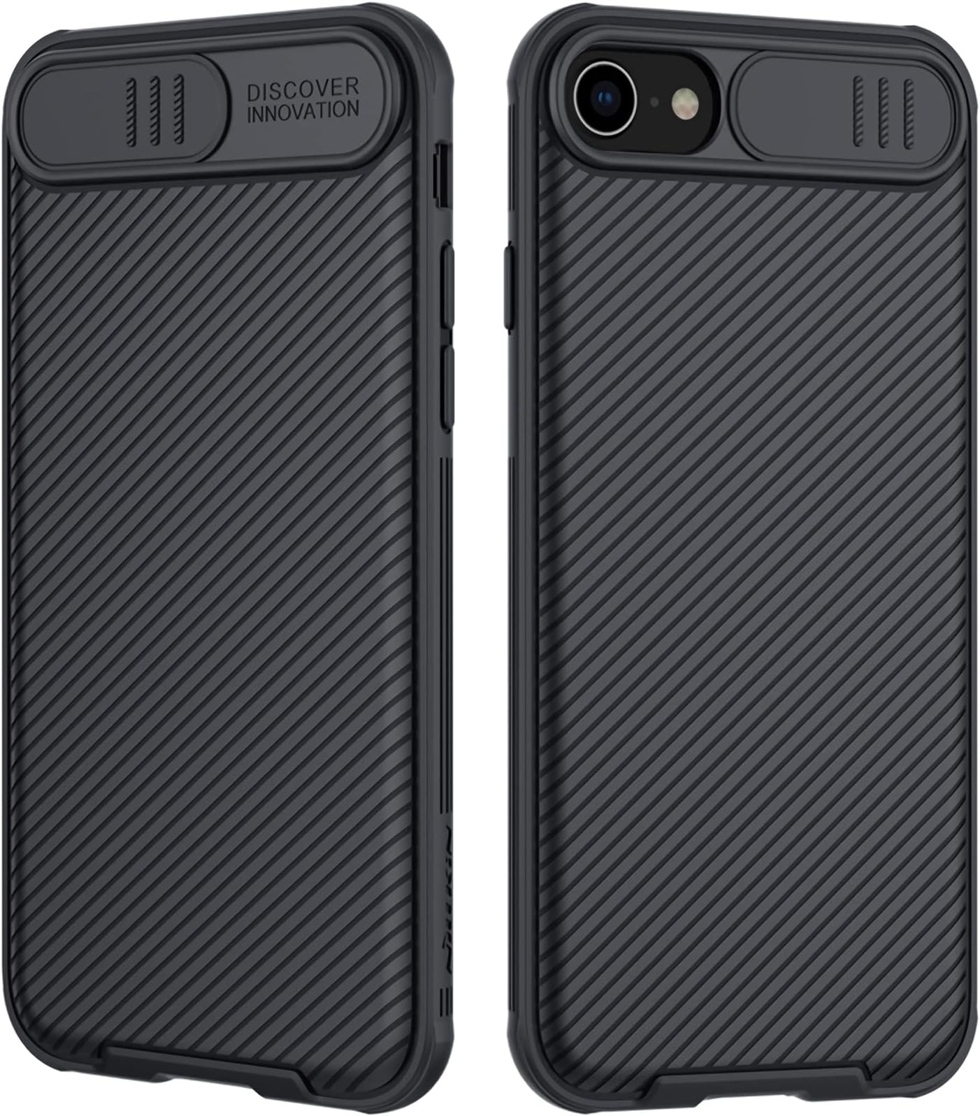 for iPhone SE 2022/2020 Case with Camera Cover,Slim Fit Thin Polycarbonate Protective Shockproof Cover with Slide Camera Cover, Upgraded Case for Apple iPhone SE 2022 (Black)