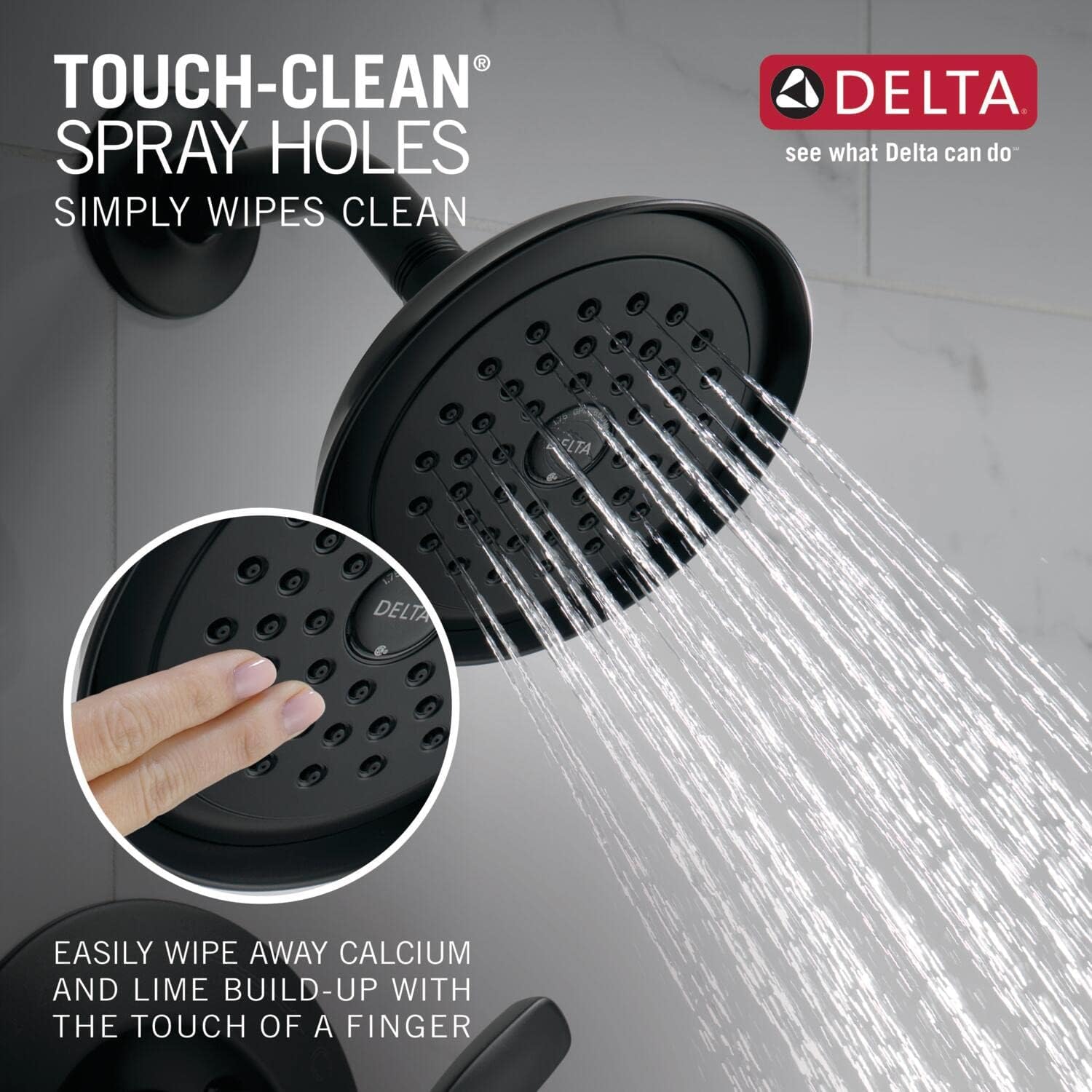 Delta Faucet Woodhurst 14 Series Single-Handle Matte Black Tub and Shower Faucet, Shower Trim Kit with Single-Spray Matte Black Shower Head, Matte Black T14432-BL (Valve Included)