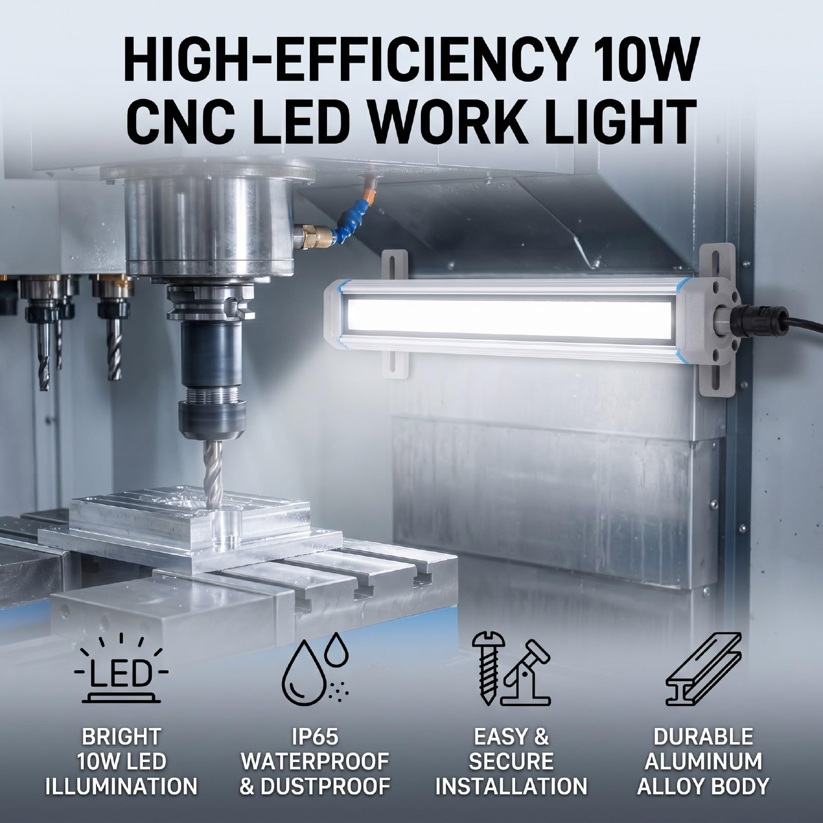 Fockety LED Werkstattleuchte Rohr, 10W IP65 Industriemaschinenlicht