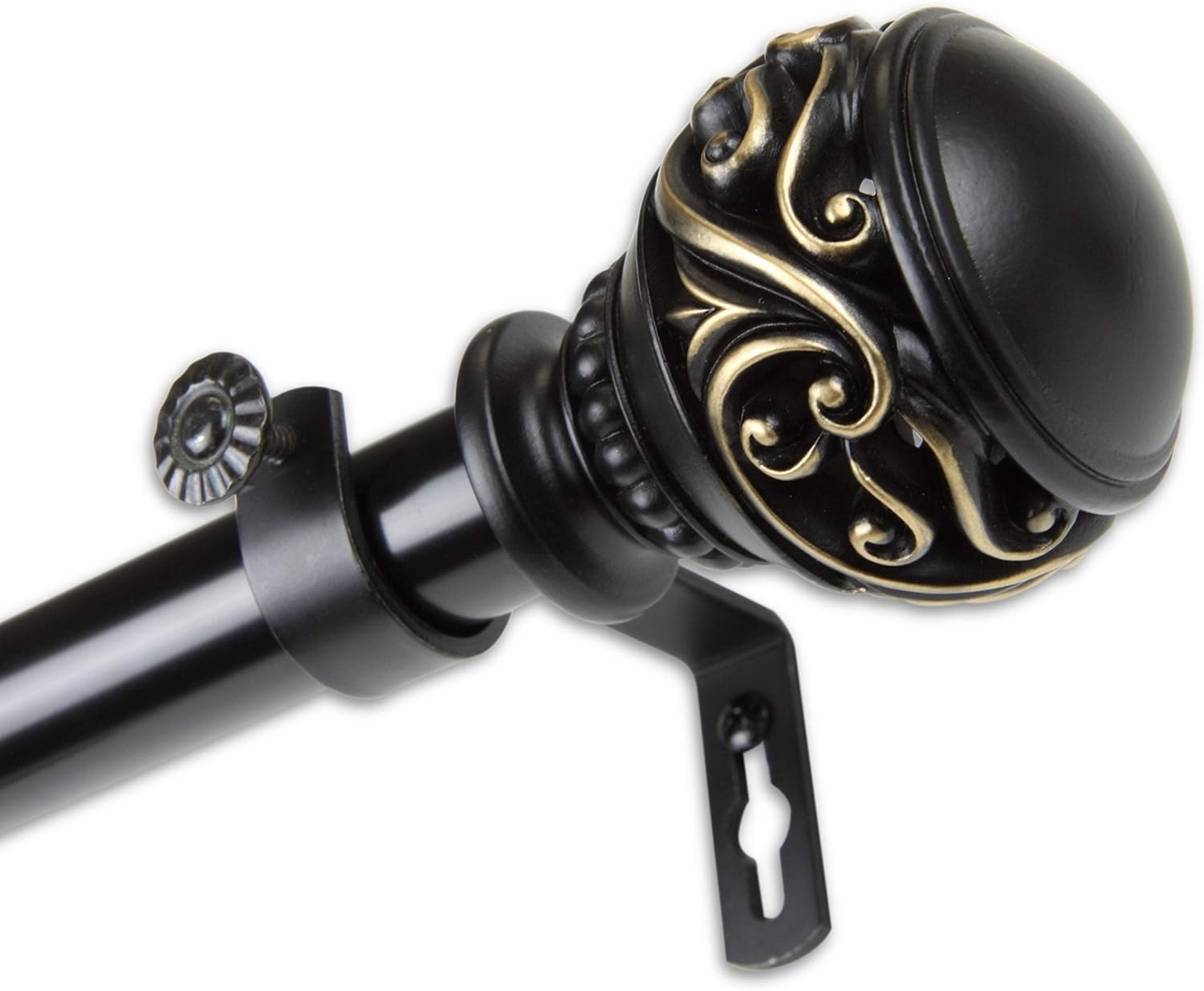 Leah 1 inch Diameter Adjustable Curtain Rod Black 48 to 84 inches N/A