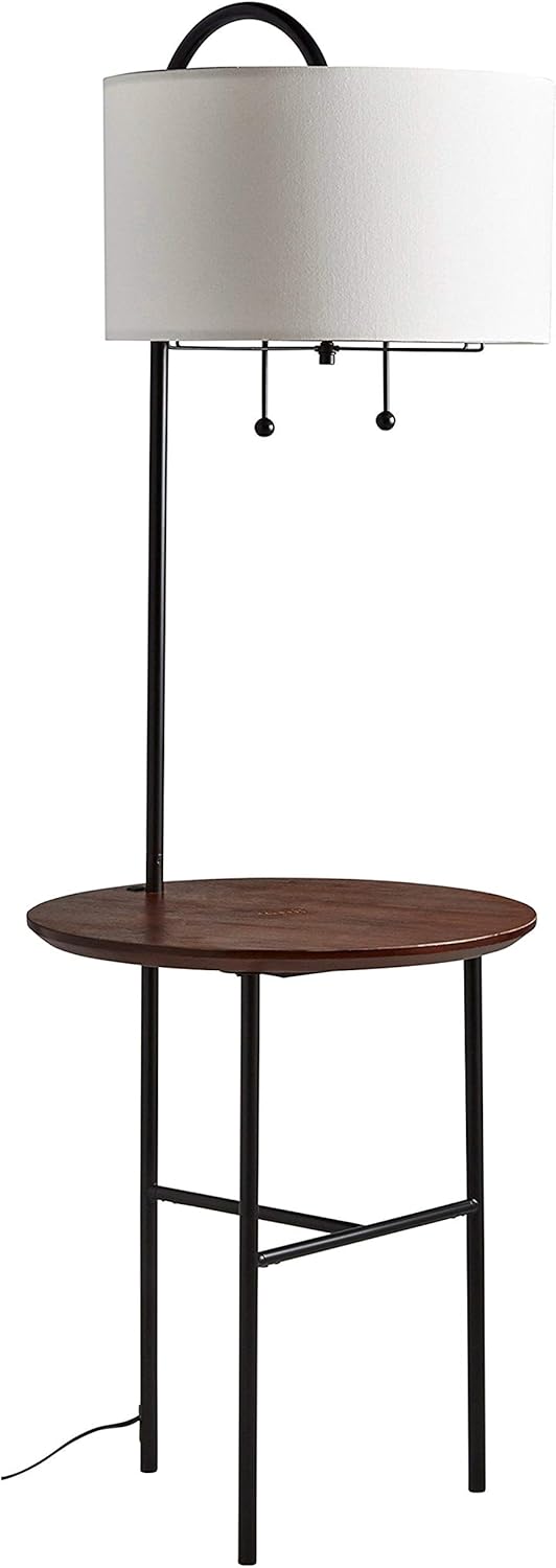 Amazon Brand Rivet MidCentury Modern Floor Lamp with Wireless USB Port Charging Wood Table