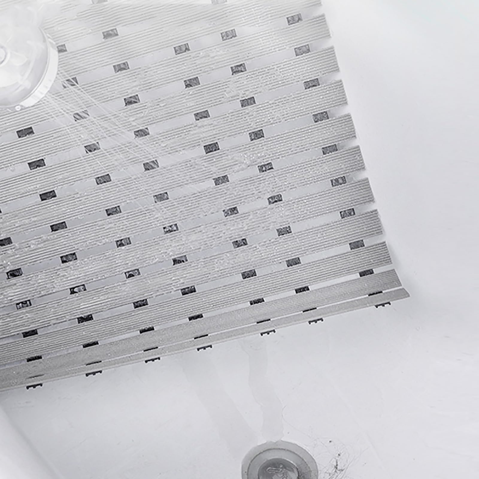 Generico Tappeto Doccia PVC Strisce quadrate Antiscivolo per Vasca da Bagno e Sauna,Light Gray,43x60cm(17x24in) | Supporta la sartoria, progettato per aggiungere altezza
