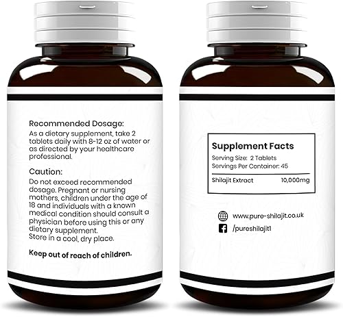 Miniatura 4 de Pure Himalayan Shilajit Tablets 90 unidades 10000mg-20% ácido fúlvico  Cápsulas de suplemento Shilajit de máxima potencia  Alto en minerales traza