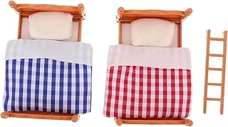 Homoyoyo Toy Beds Miniature Accessories 1Pc Sturdy Realistic Doll House Bunk Beds Mini Double Beds Simulation Bed 1:12 Scale Doll Beds Miniature Bed
