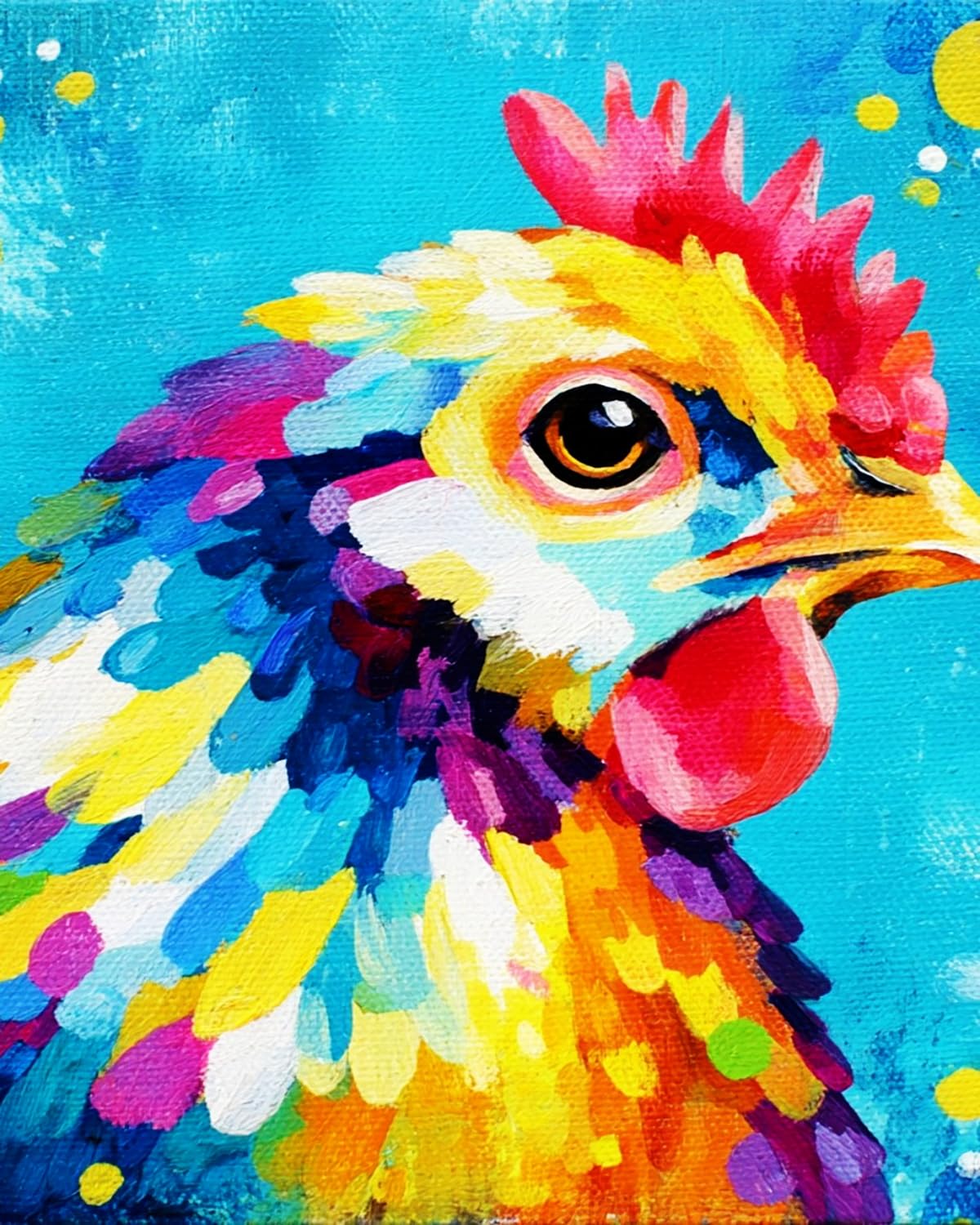 LIUBAISHI Paint by Numbers for Adults, Colourful Rooster, 40x50 cm Acrylic Canvas Painting Kit with Brushes and Paints