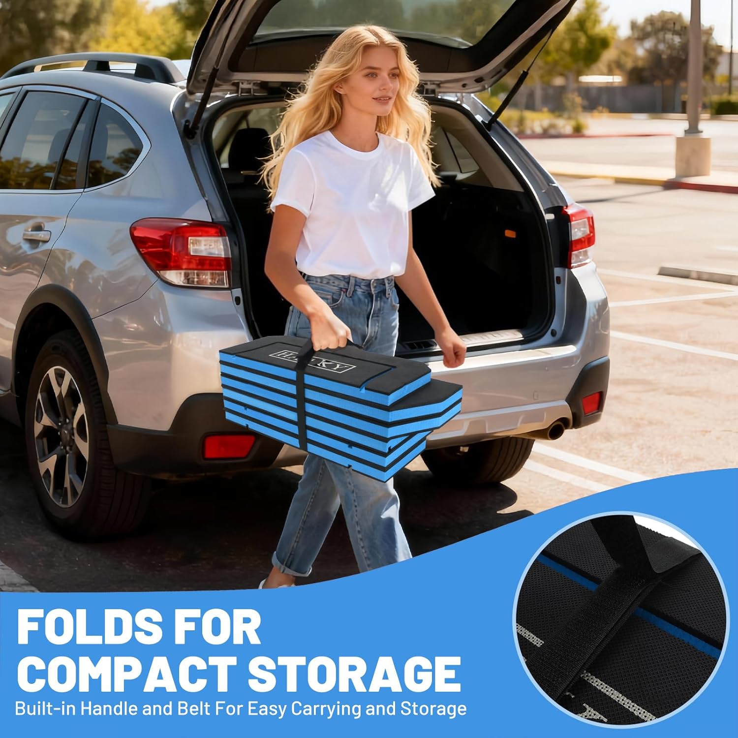 Mechanic Mat Kneeling Pad Folding Mat for Working Under Car, Extra Slots for Screws & Accessories, Thick EVA Mat with Handle for Mechanics, Garage, Gardening, Gym, Camping, Creeper