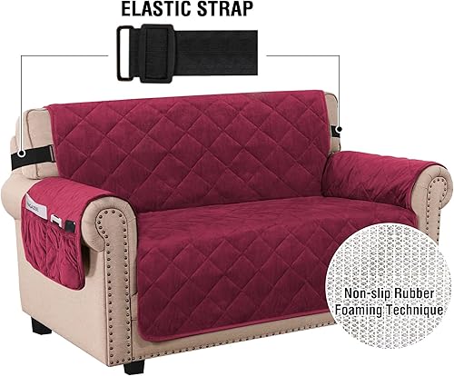 Miniatura 3 de H.VERSAILTEX - Funda de sofá acolchada de terciopelo grueso para cojines para sofá de 23, funda protectora de perros, antideslizante, dos correas