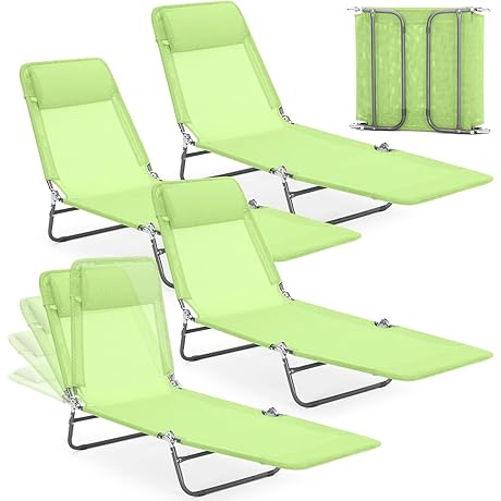 4 Pack Folding Chaise Lounge Chairs for Unrivaled Outdoor Tanning Bliss
