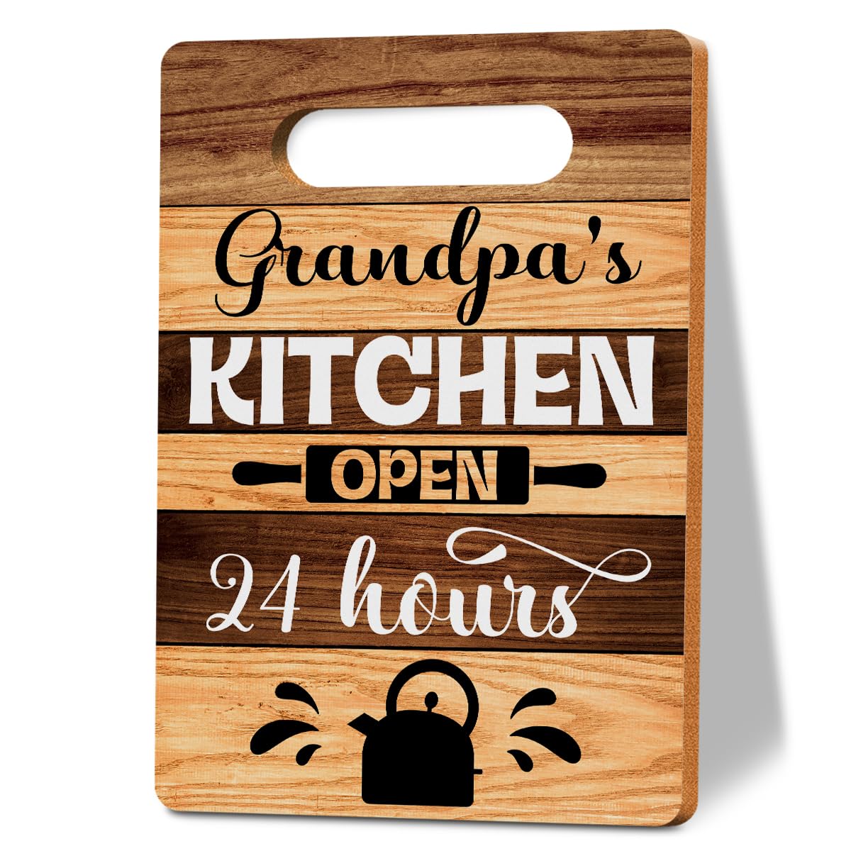 MIGUMUTU Grandpa Gifts, Grandpa Cutting Boards for Kitchen, Kitchen Gifts for Grandpa, Kitchen Wall Art Cutting Board Gift, Grandpa's Kitchen Open 24 Hours Wood Cutting Board 8 x 12 Inch