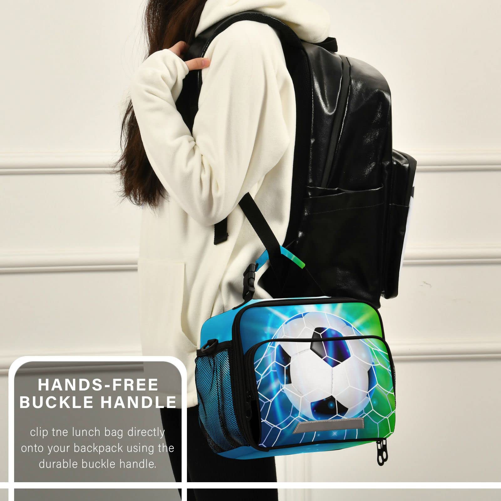 Fußball-Lunchbox Isoliert – Wiederverwendbare Thermotasche, 20,3x10,2x25,4 Cm, Für Schule, Büro, Picknick