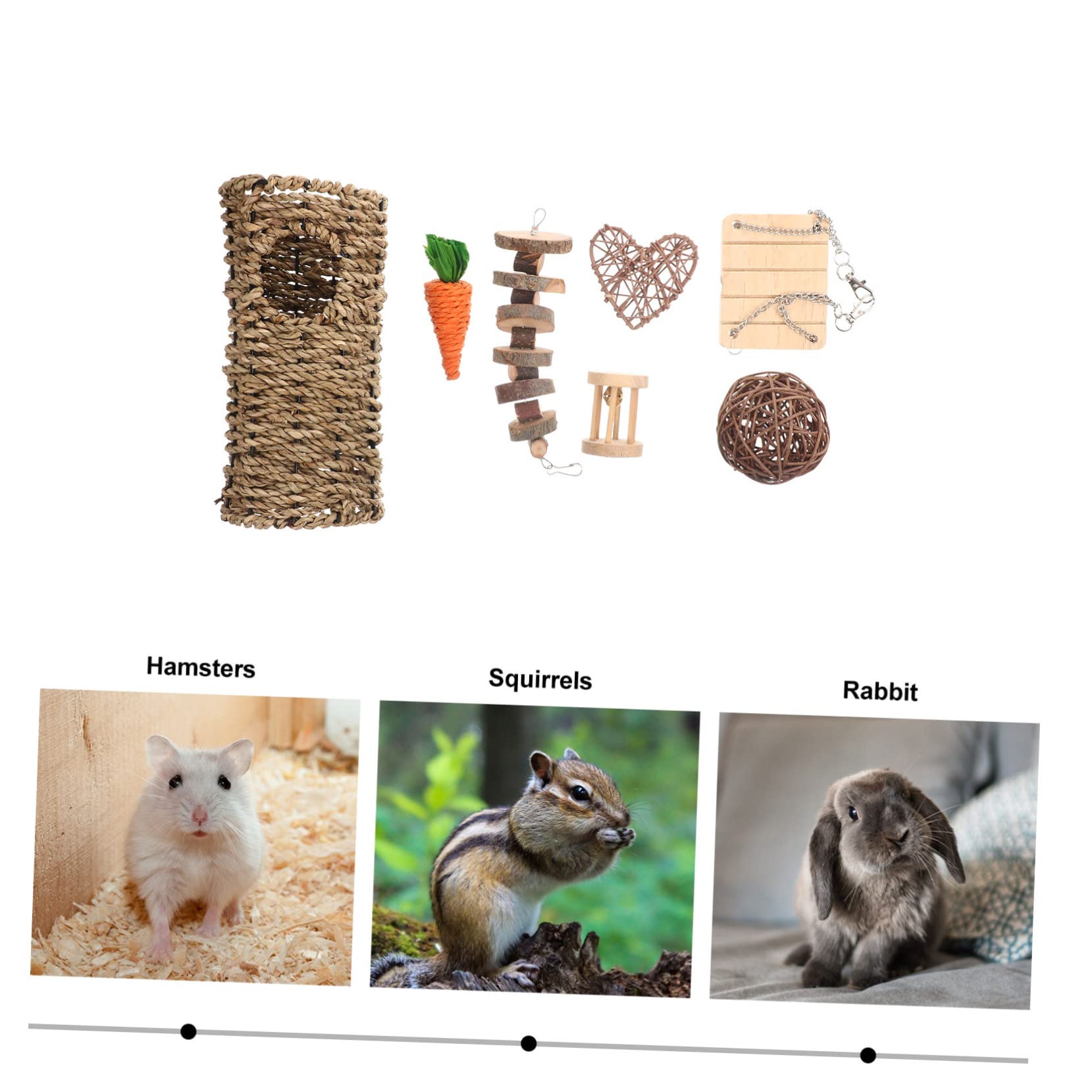 BESTonZON Hamster Spielzeug zum Kauen Kauspielzeug mit Einzigartigen Formen 7 Stück zur Beschäftigung und Zahnpflege für Kaninchen und Kleintiere
