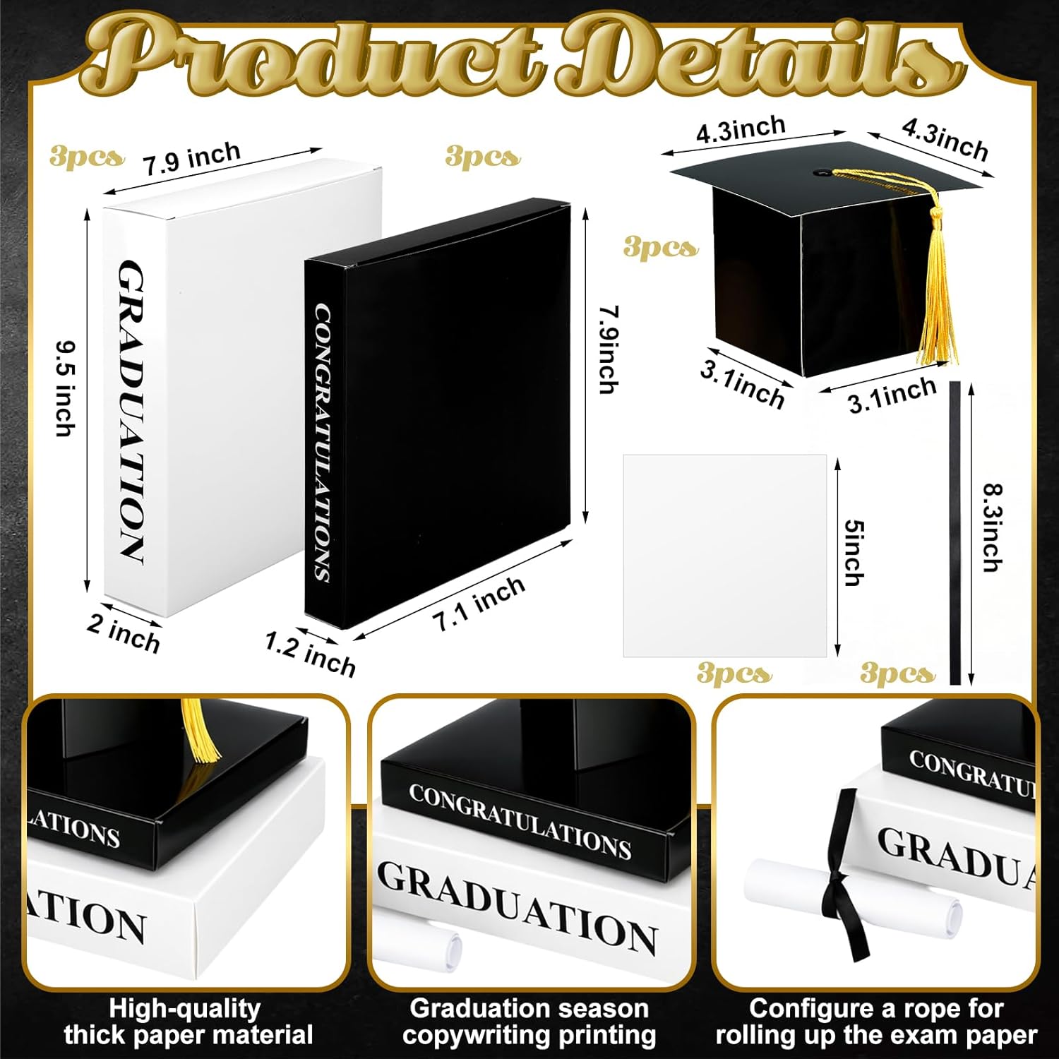 Epakh 6 Set Graduation Table Centerpiece Class of 2026, 3 Pcs Senior 2026 Graduation Cap and 9 Pcs Paper Book Stack Sign Table Toppers for High School College Bachelor Party Photo Props (Cute Style)