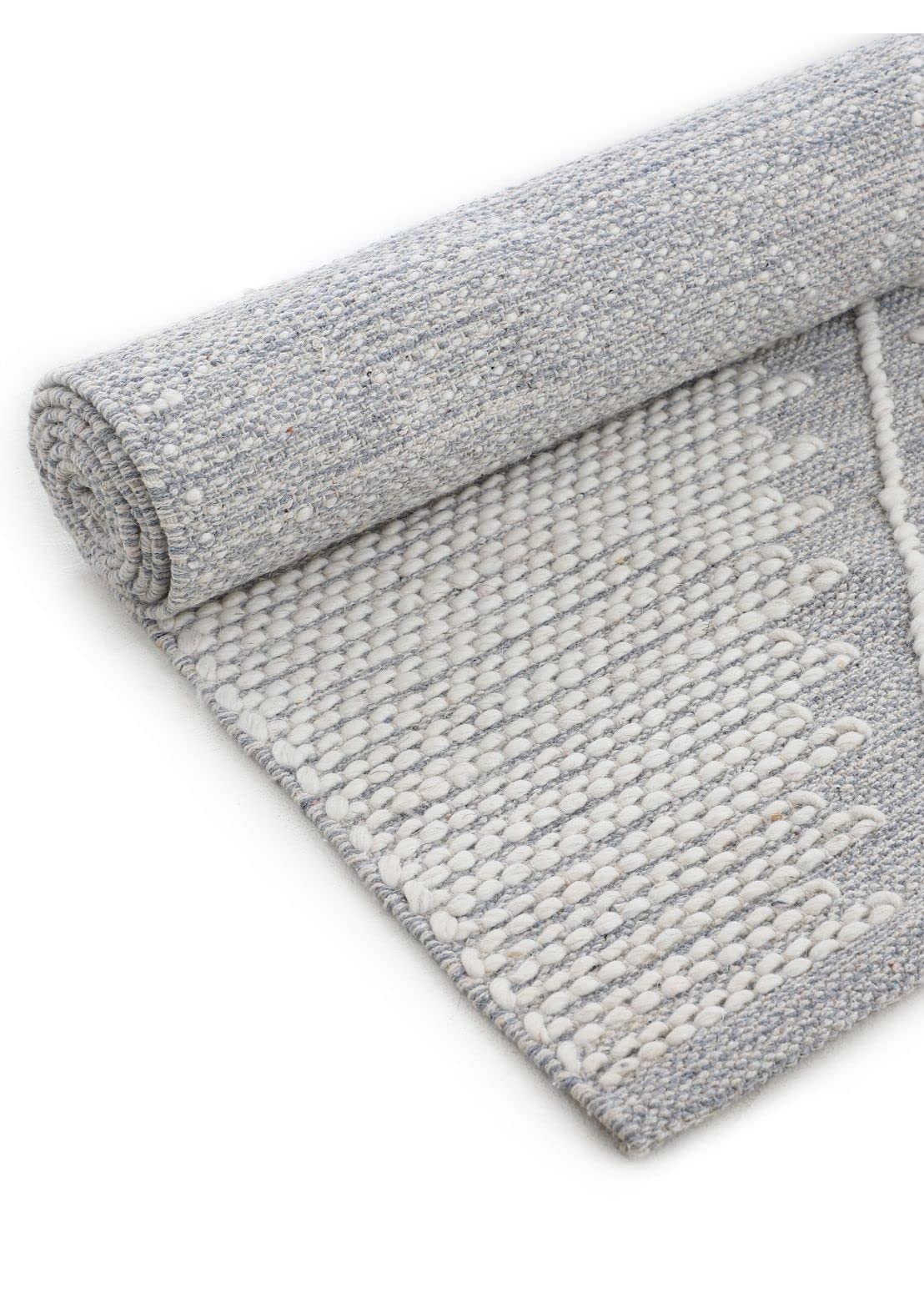 carpetfine Baumwollteppich Kelim Durry robuster Flachgewebe-Teppich Grau 80x150 cm für Wohnzimmer, Schlafzimmer & Kinderzimmer