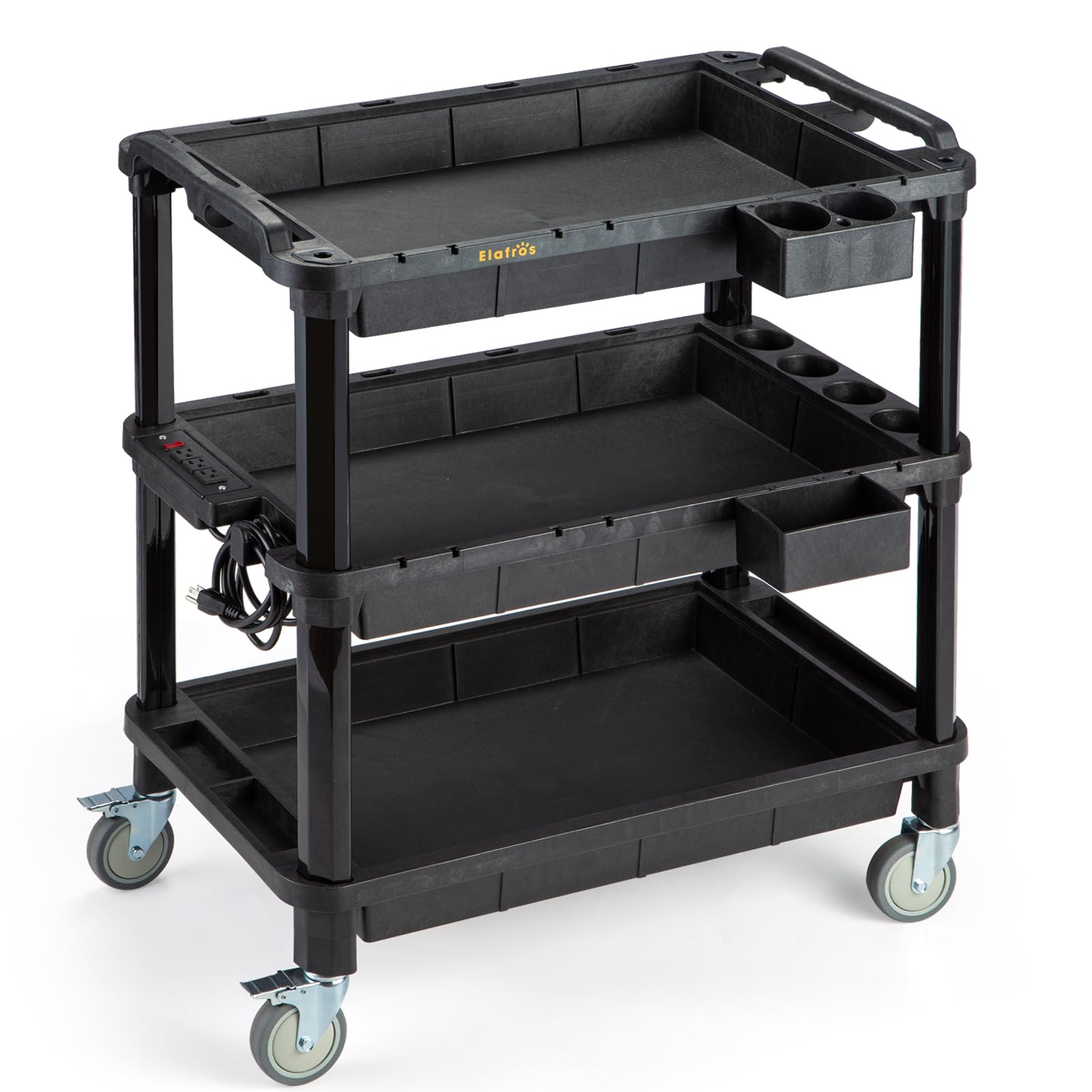 ELAFROS Multi-Use Rolling Cart with Power Strip