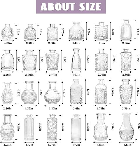 Miniatura 2 de Jarrones Bud - A granel 24, jarrones de cristal pequeños vintage para flores, mini vasos de cristal transparente a granel, diseño de flores pequeñas