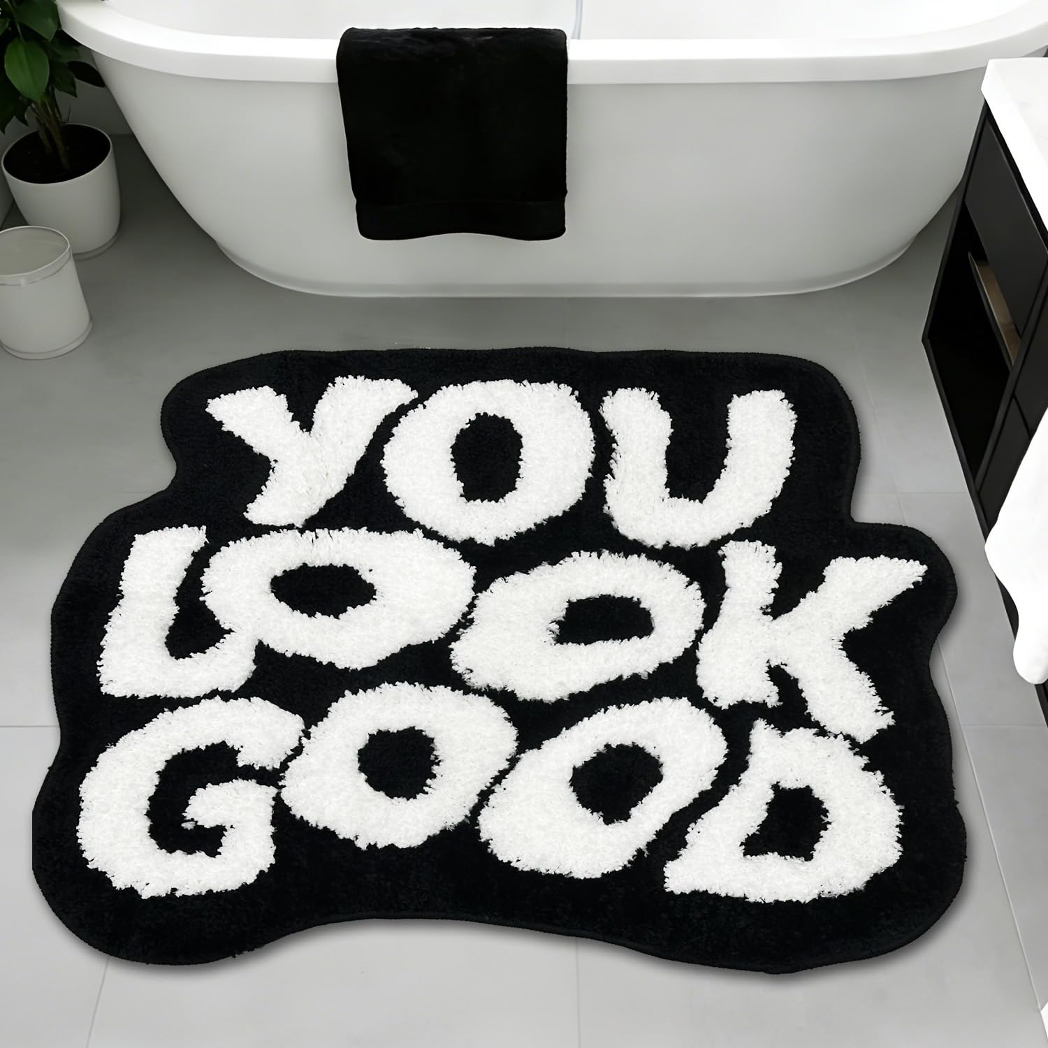 PASUXI You Look Good Bath Mat, Cute Bath Rug for Bathroom, Non-Slip Cool Rugs for Bedroom, Soft and Stylish Bathroom Mats, House Warming Gifts New