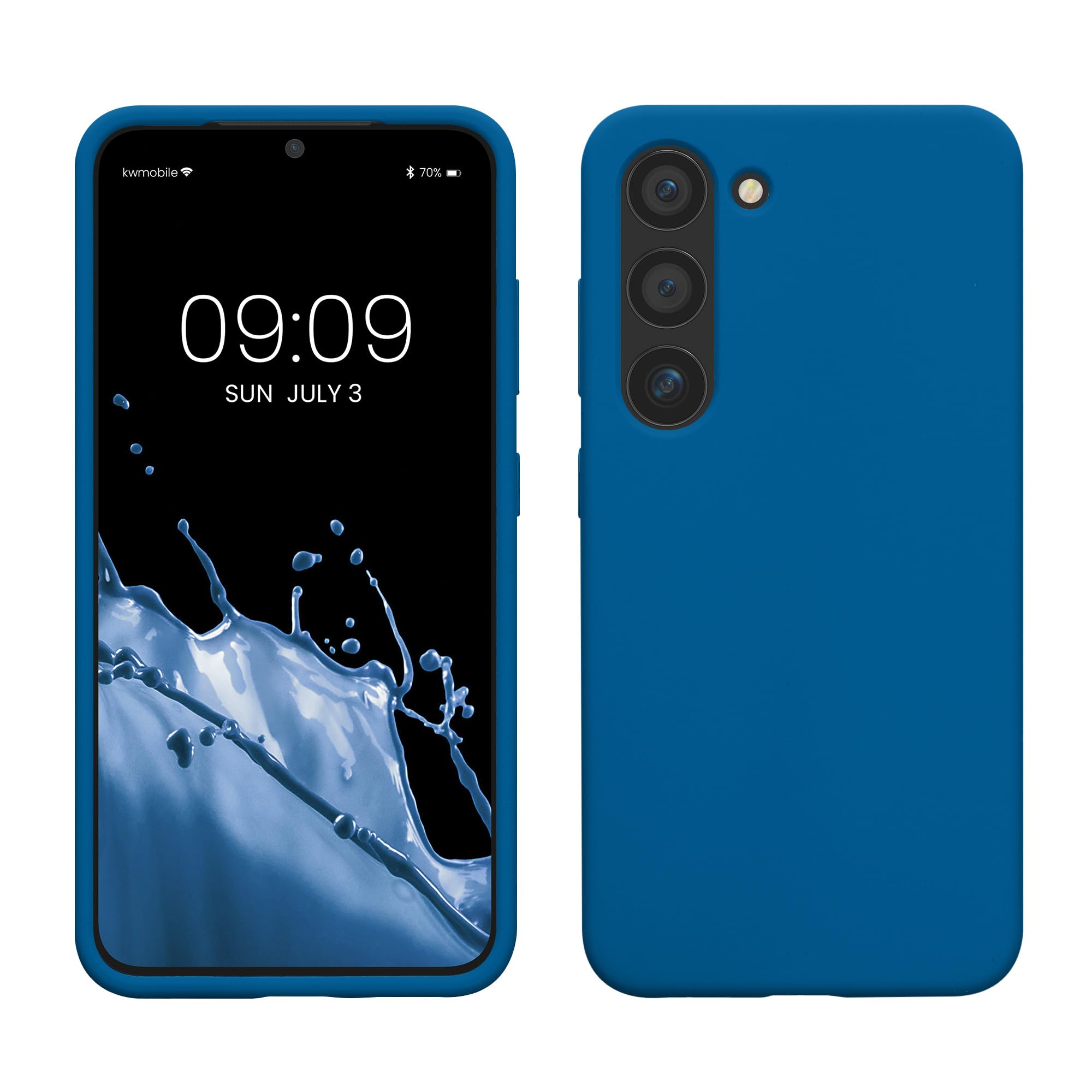 kwmobile Case for Samsung Galaxy S23 Case - Soft Cover - Shockproof Silicone - Wireless Charging Blue Reef