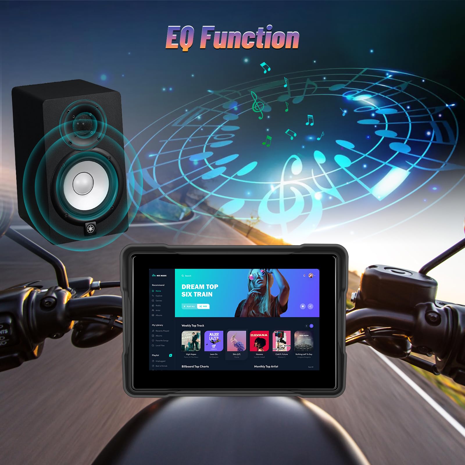 Schermo CarPlay Portatile 5" IP67 Android Auto Touch Screen Impermeabile Doppio Bluetooth GPS