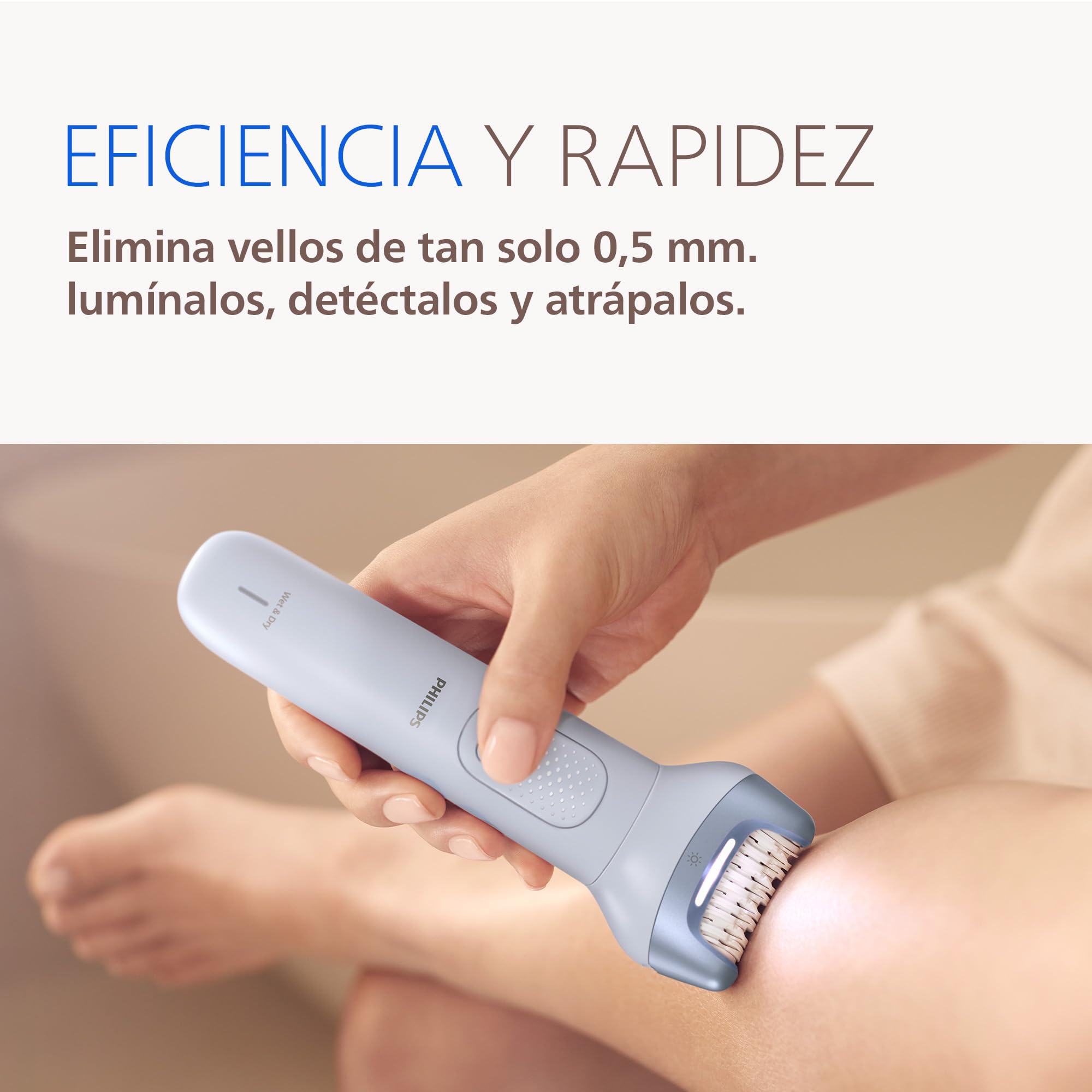 Philips Depiladora Serie 8000 - Depiladora eléctrica inalámbrica, uso en seco y en mojado, para piernas y cuerpo, con tecnología ProGuide, 5 accesorios, 60 minutos de autonomía, modelo BRE709/00