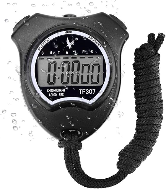 Digital Sport Stopwatch Timer, Handheld Chronograph Digital Stopwatch with Alarm/Calendar Suits for Swimming Running Football Training, Shockproof Sport Stopwatches for Coaches Referee Equipment
