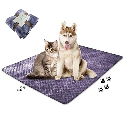 wonlex Super Soft and Fluffy Pet Blanket, Reversible Microplush Blankets for Dog Cat Puppy Kitten, Snuggle Blanket for Couch, Car, Trunk, Cage, Kennel, Dog House 47