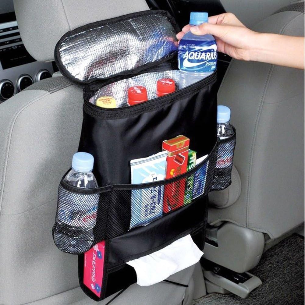 Car Seat Organizer Dofover Universal Car Seat Back Bag Organizer Food Storage Container Multi Pocket Car Hanging Storage Bag (Black)