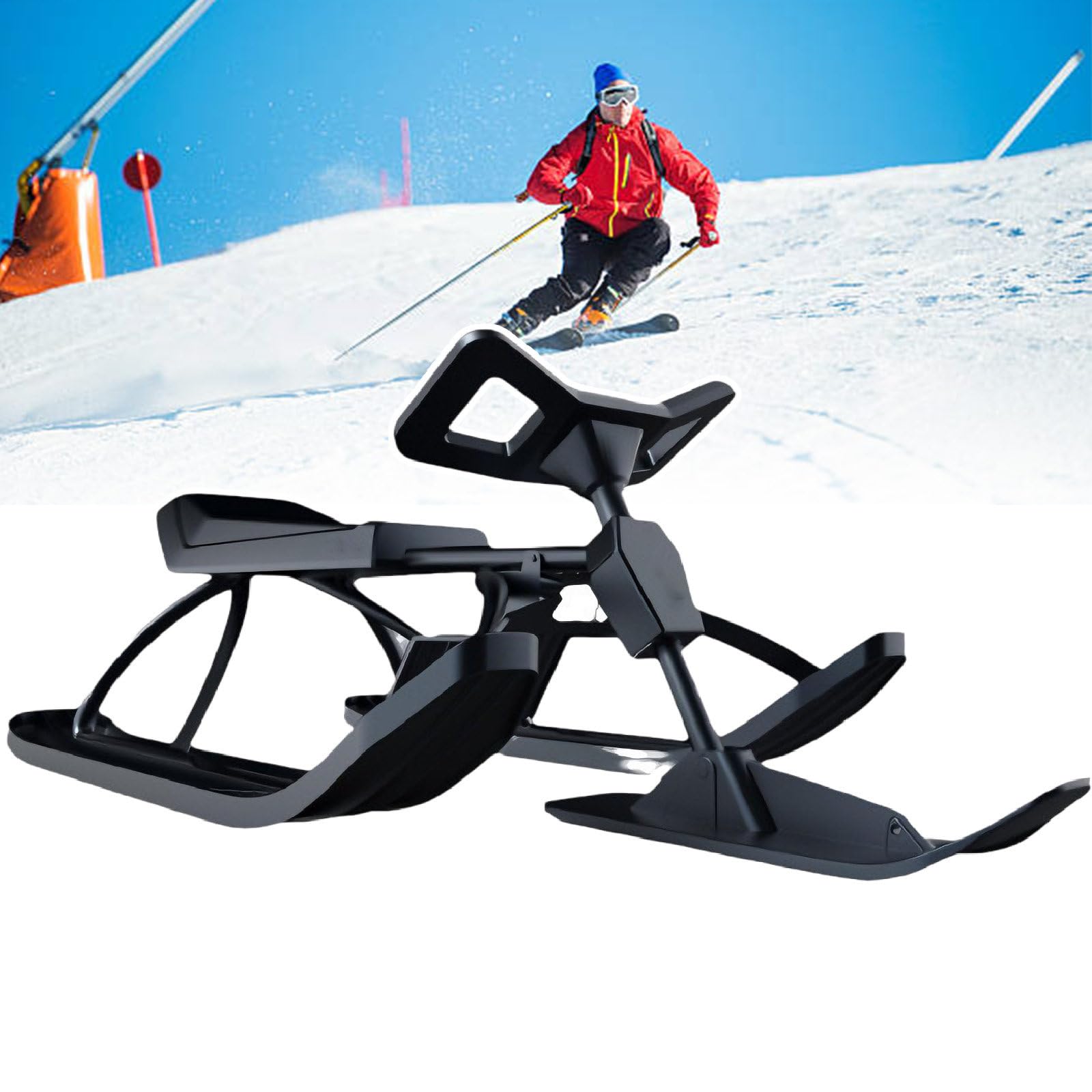 Slitta Snow Racer 2026, Slitta da Neve per Bambini, Slitta da Neve con Maggiore Sicurezza, capacità 220 Libbre, Slitta da Sci, Slitta per Sport Invernali All'aperto B