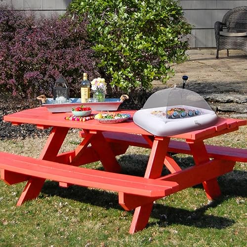 Miniatura 8 de Hemoton Juego de barra inflable y tienda de campaña de malla para alimentos, 1 buffet rectangular, 1 bandeja cuadrada para servir ensalada, 3