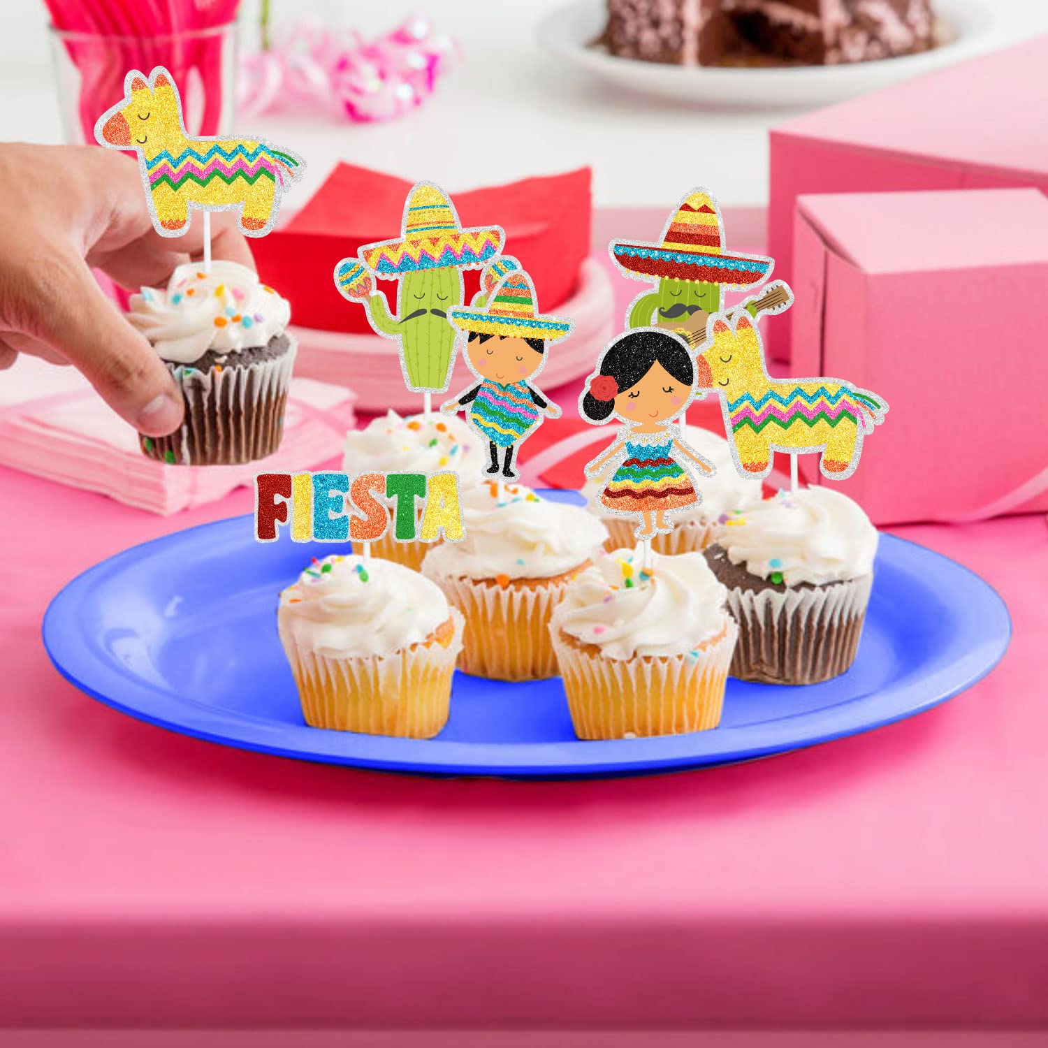 30-Piece Mexico Party Decorations Set - Includes Banner, Balloons, Cake & Cup Toppers For Themed Birthday