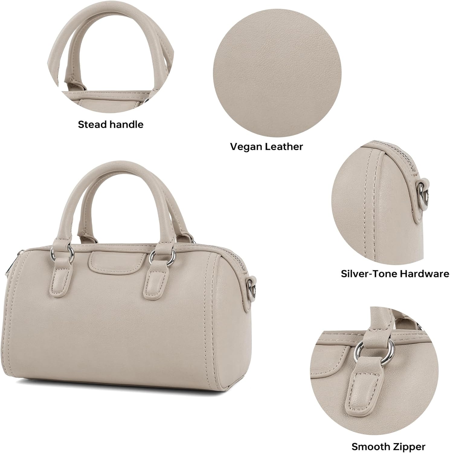 Mini Barrel Top Handle Bag for Women, Vegan Leather Crossbody Satchel with Adjustable Strap, Trendy Handbag