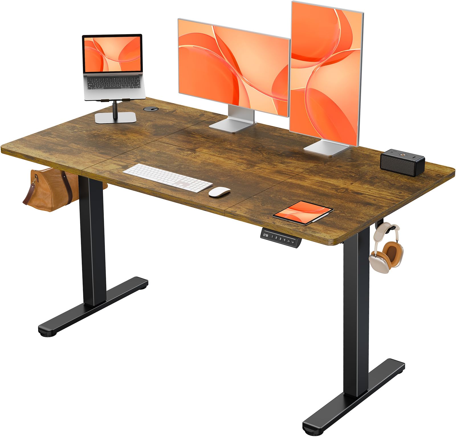 ErGear Elektrisch Höhenverstellbarer Schreibtisch, Schreibtisch Höhenverstellbar mit 4 Memory-Funktion, Gaming Tisch mit Vierteilige Tischplatte