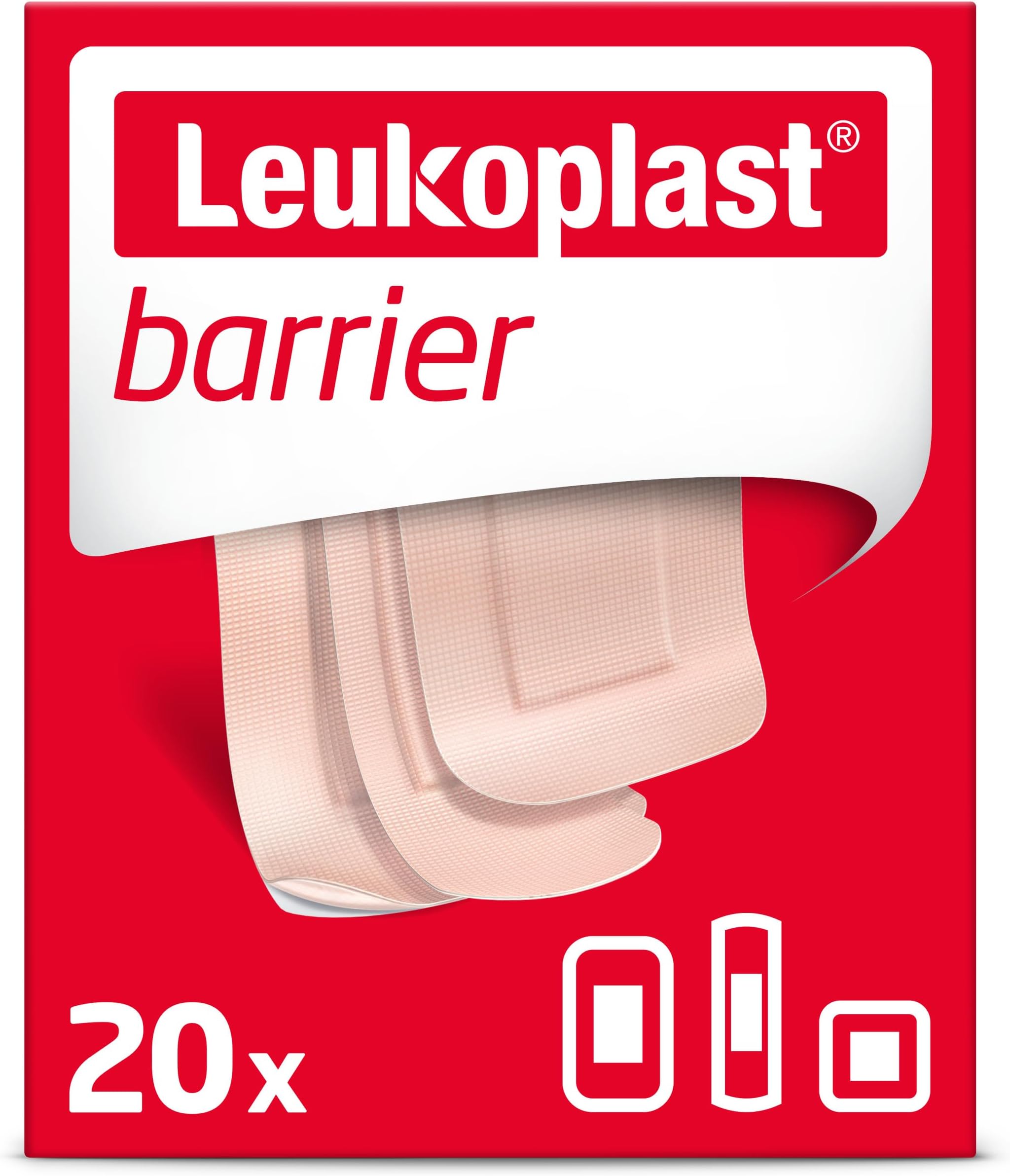 Barrier - Non-Sterile Wound Dressing Strips with Protective Barrier Against Bacteria and Dirt - Breathable and Waterproof, First-aid Plasters, 3 Assorted Sizes – Box of 20