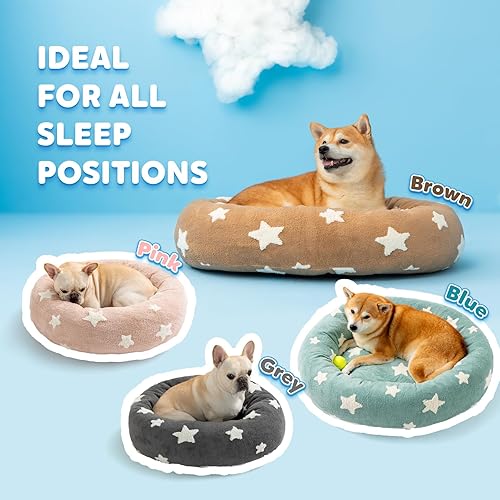 Vista 2 de Mora Pets Donut - Cama redonda para perros de tamaño mediano, con funda extraíble lavable, bonita cama para mascotas calmante y esponjosa
