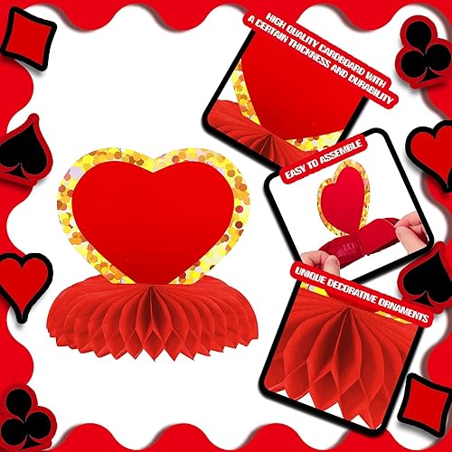 Miniatura 2 de Juego de 8 piezas de decoración de fiesta temática de cumpleaños de casino, centros de mesa de nido de abeja de póquer, centros de mesa de nido de