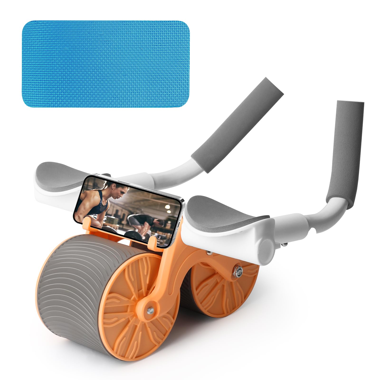 Ab Roller Wheel Rullo addominale con ginocchiere Esercitatore, Ruota Addominali Rimbalzo Automatico, Ruota per addominali e allenamento della forza addominale