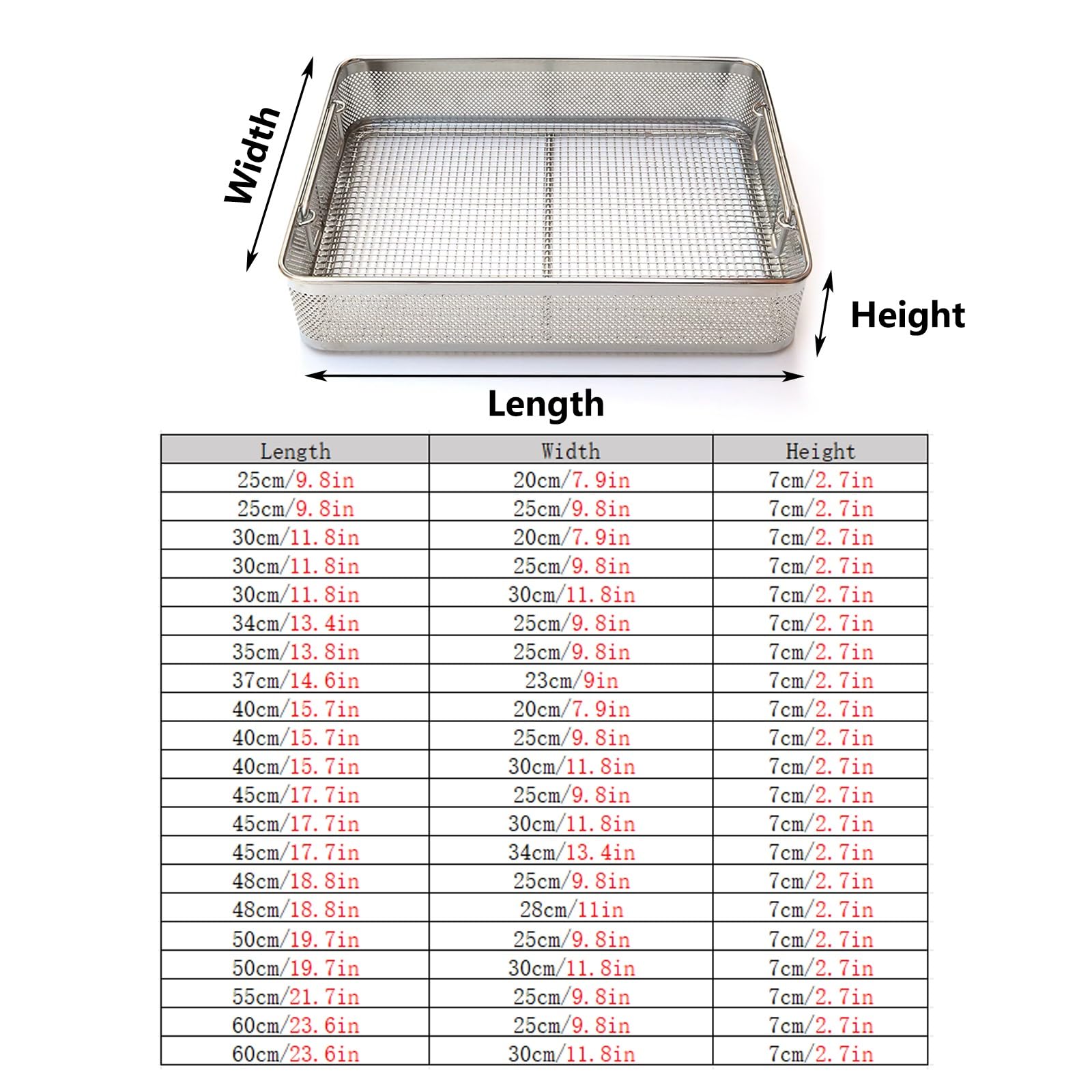 Cesta de Desinfección de Acero Inoxidable for Instrumental Médico | Fácil de Limpiar,Ideal for Guardar Instrumental Quirúrgico,Médico y Odontológico(40x25cm/15.7x9.8in,1PCS)