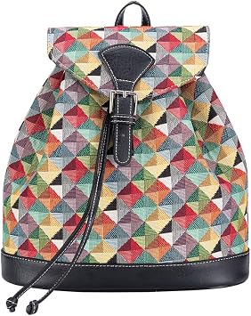 Signare Tapestry Fashion Backpack Rucksack for Women with Colorful Geometric Triangles Design RUCK-MTRI