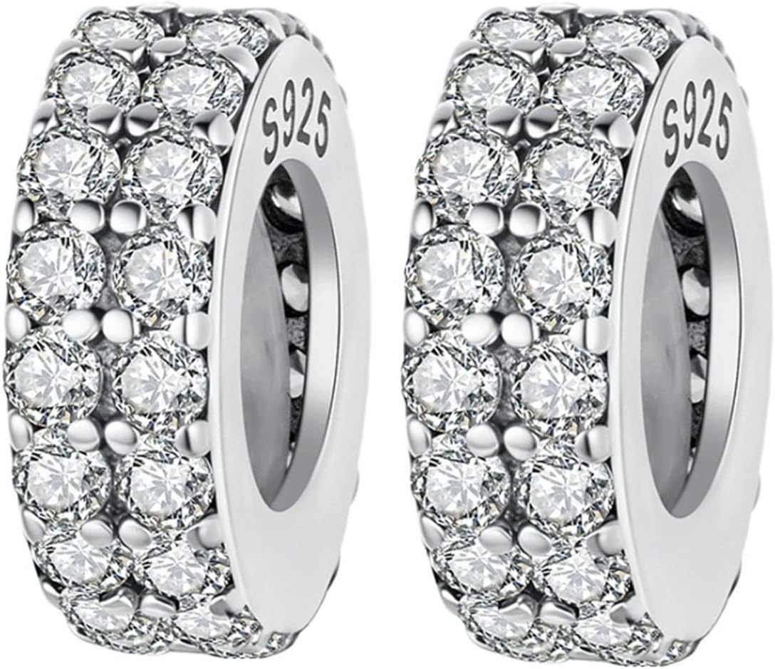 Silicone Beads Charm Bracelets for Women 925 Sterling Silver Charms Clip Spacers Bead Stopper for Jewelry Making