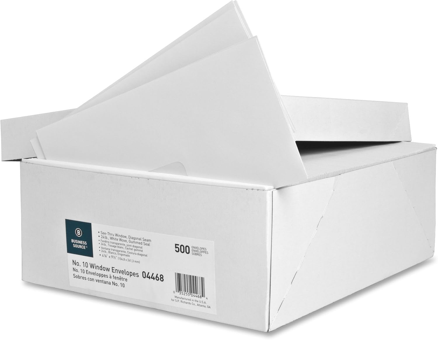 Business Source No. 10 Diagonal Seam Window Envelopes(Pack of 500)
