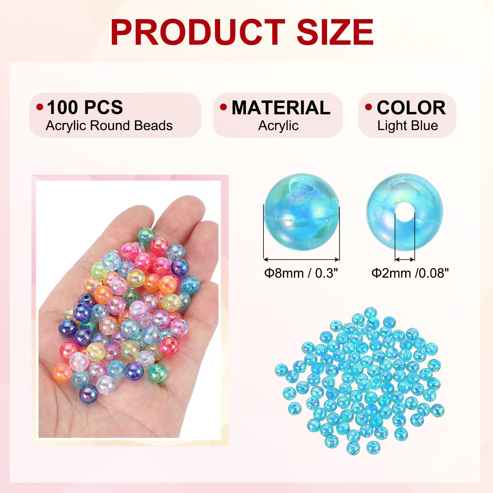 PATIKIL 8 mm Acrylic Round Beads - Image 2