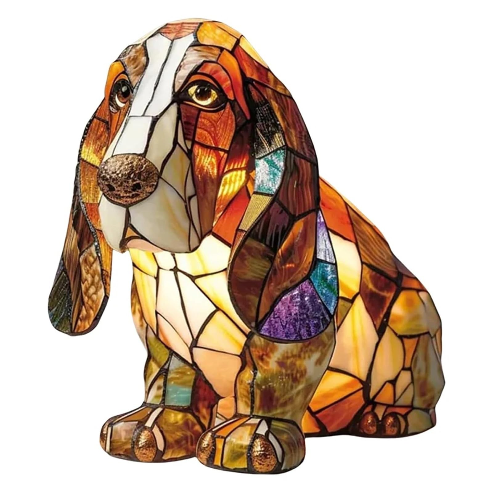 JHCBKFF Dog Lamp Stained Glass, Retro Cat Stained Resin Tabletop Night Light,Cute Pet Themed LED Lamp, Animal Series, Gift for Cat Lovers(K)